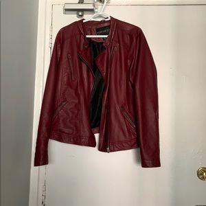 Forever 21 burgundy “leather” jacket.